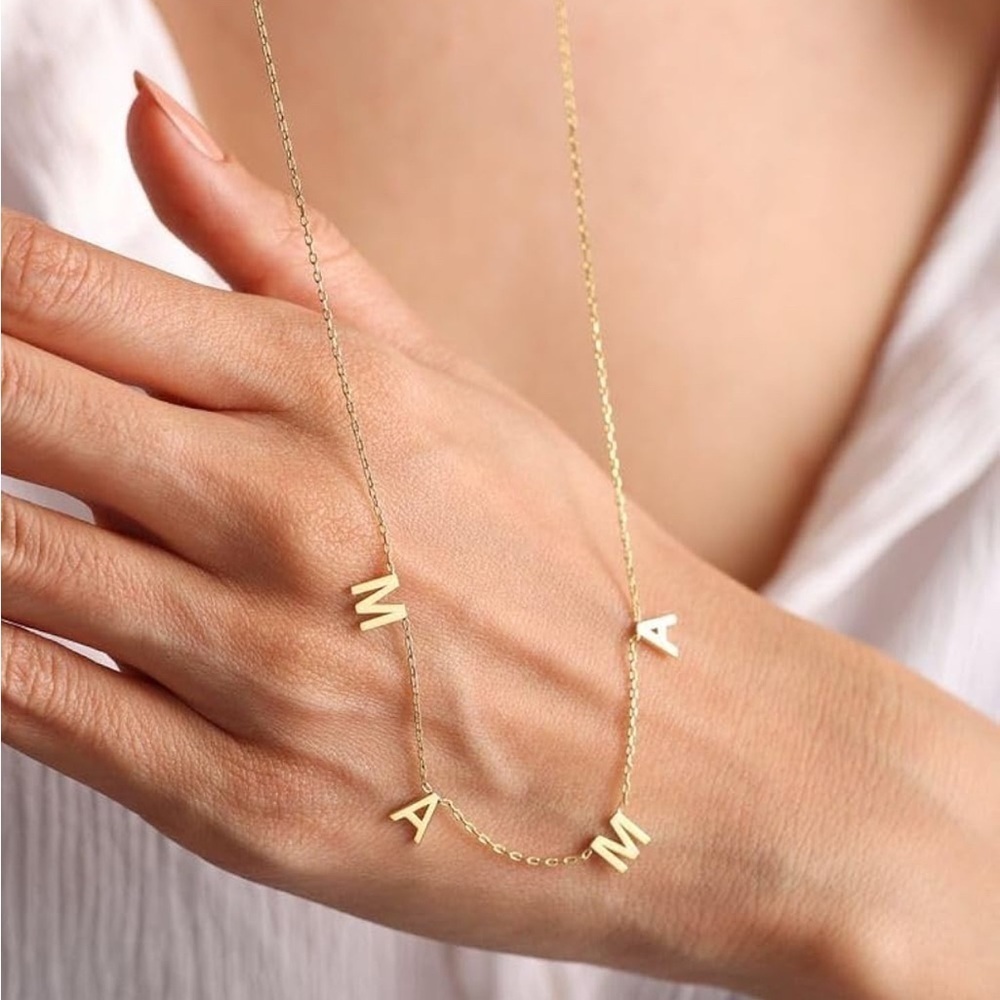 MAMA Necklace in Gold – New Mom, Baby Shower, or Christmas Gift - Picture 3 of 5